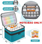 LEFOR·Z Medicine Storage Bag,Double Layers Pill Bottle Organizer Bag Empty with Lockable Zipper&Adjustable Divider,Medication Travel Carrying Bag for Pills,Vitamins,Medical Supplies,Teal Color