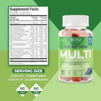 SUKU Teen Boy Multivitamin Gummies – Vitamins A, B12, C, D3, E, Zinc & Biotin – Sugar-Free Vegetarian Supplement for Energy, Growth, Immune & Bone Health – Grape Flavor – 60 Count