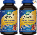 Nature's Way Alive! Men's Multivitamin Gummies,Supports Energy Metabolism*,Muscle Function*,Superfood Antioxidants(1),B-Vitamins,Vegetarian,Fruit Flavored,150 Gummies (Packaging May Vary),(Pack of 2)