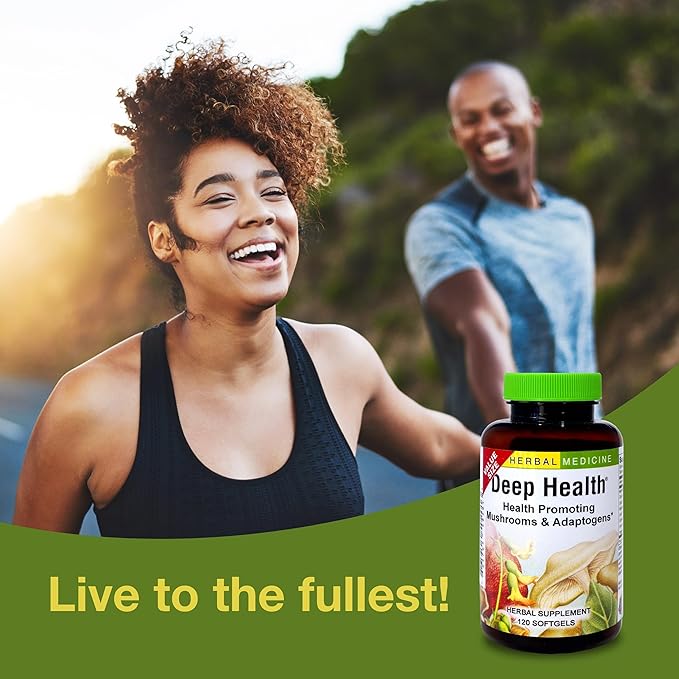 Herbs Etc. Deep Health - Daily Use Adaptogen Supplement - Aids Immune Health & Energy - with Reishi Mushroom - 120 Softgels (120 Servings)