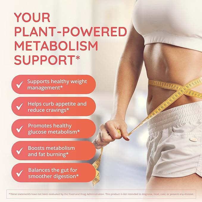Happy Healthy Hippie GLP-1 Supplement (Metabolaid™ + Chromium) + Appetite Suppressant for Women | Metabolism Booster (AMPK) for Weight | Belly Fat Burner | Hunger & Cravings Control - 30 Vegan Caps