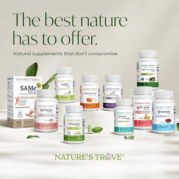 Nature's Trove L-Theanine 200mg Super Value Size - 365 Vegetarian Capsules