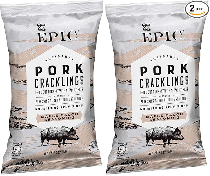 Epic Maple Bacon Pork Cracklings, Keto Friendly, Paleo Friendly, 2.5 oz (Pack of 2)