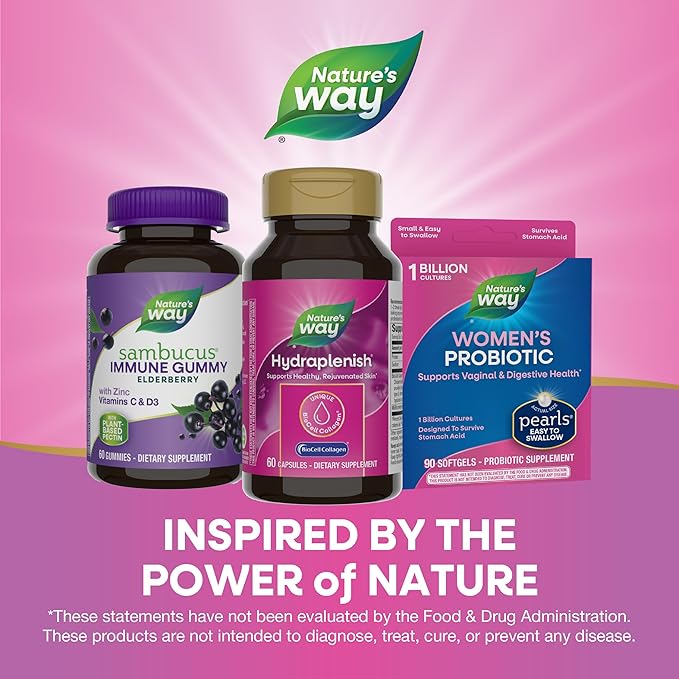 Nature’s Way Hydraplenish, Unique BioCell Collagen with Hyaluronic Acid, MSM, Supports Healthy Hair, Skin and Nails*, 60 Collagen Supplements Capsules (Packaging May Vary)