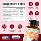 Turmeric Curcumin Supplement with 10:1 Tart Cherry Extract & Celery Seed Extract – Natural Uric Acid Balance, Joint Health & Sleep Aid – Turmeric Curcumin with Black Pepper – 60 Tart Cherry Capsules