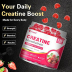 120Count Creatine Monohydrate Gummies 5g, Energy Creatine Supplements Gummies for Gym Essentials-Strawberry