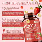 NATURE TARGET CoQ10 Gummies 200mg – High Absorption Coenzyme Q10 Supplements for Heart, Energy & Antioxidant with PQQ，Zinc & Ashwagandha, Strawberry Flavor, 90 Count