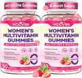 All-in-One Women's Multivitamin Gummies with Complete Vitamin & Mineral Complex, Herbal Blends for Energy, Overall Health, High Potency Hair Skin and Nails Vitamins, Strawberry Flavor, 2 Pack