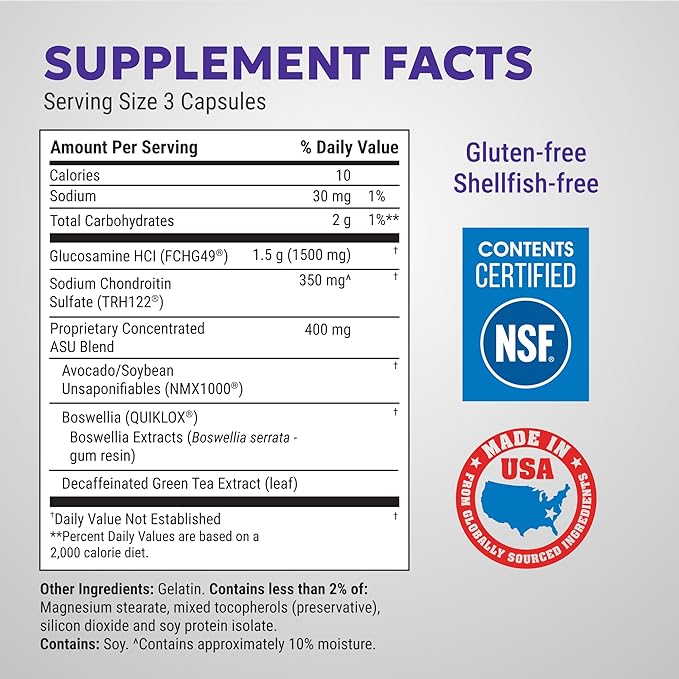 Nutramax Laboratories Cosamin® ASU Joint Health Supplement with Glucosamine, Chondroitin & ASU for Adult Men & Women, Joint Supplement, 90 Capsules