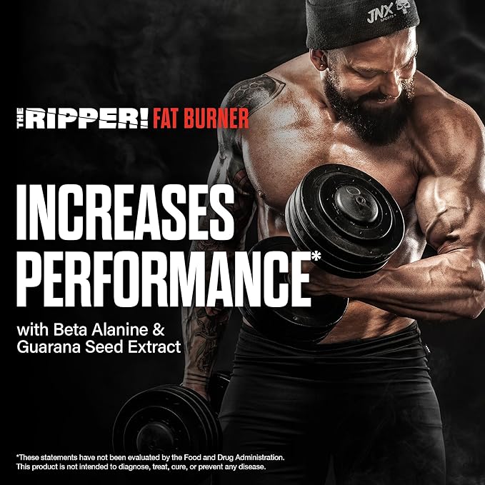 JNX SPORTS The Ripper! Fat Burner Pre Workout for Men & Women – Thermogenic Fat Burning Powder & Appetite Suppressant, Boost Energy & Endurance – Blue Raspberry, Pre Workout Packets, 5x5 g Sticks