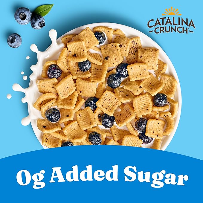 Catalina Crunch Protein Cereal - Breakfast Cereal with 10g of Protein, No Added Sugar - Gluten Free - Blueberry Muffin - 8 oz. Bag (Pack of 2) (Packaging May Vary)