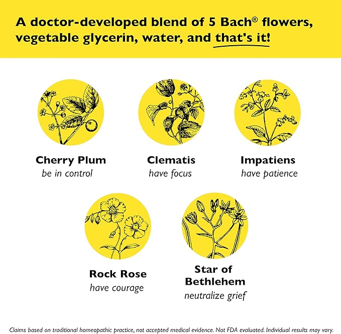 Bach Rescue Remedy Dropper 10mL, Natural Stress Relief, Homeopathic Flower Essence, Vegan, Gluten & Sugar-Free, Non-Habit Forming (Non-Alcohol Formula)