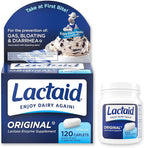 Lactaid Original Strength Lactose Intolerance Pills, 9000 FCC Natural Lactase Enzyme Dairy Relief Caplets, Helps Prevent Gas, Bloating & Diarrhea Due to Lactose Sensitivity in Adults & Kids, 120 Count