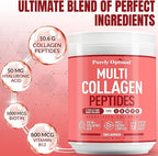 Purely Optimal Collagen Peptides Powder - 5 Types Hydrolyzed Collagen Peptides with Biotin, B12, & Hyaluronic Acid for Hair, Skin, Nails, Bones & Joints - Unflavored, Easy Mixing, 16oz, 42 Servings