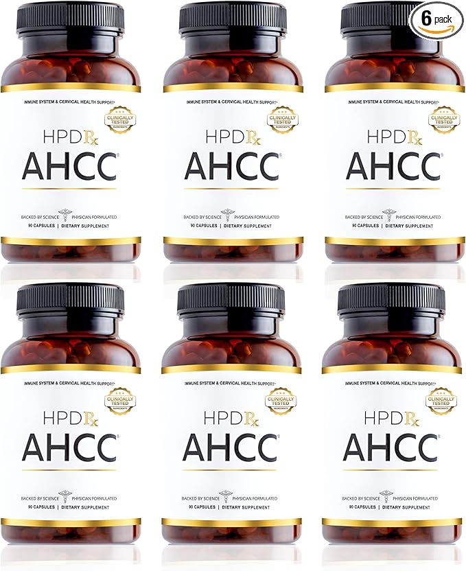 HPD Rx Premium AHCC & Shiitake Mushroom 1100 mg per Serving Supplement, Natural Immunity Booster, Maintains Natural Killer Cell Activity | AHCC is Proven in 30+ Studies | 180-Day Supply, 6-Pack