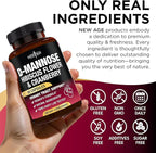 NEW AGE D-Mannose with Cranberry & Hibiscus - High Strength for Urinary Tract Health - Supplement for Women - Bladder, Liver & Microflora Support - Made in USA - Vegan, 180 Capsules