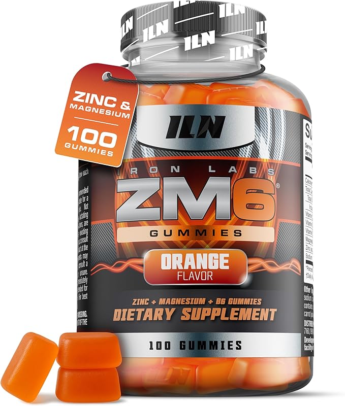 Iron Labs ZM6 Gummies – High Strength Zinc Magnesium Gummies for Men & Women (100 Count, Orange Flavor, Vegan) – Magnesium Citrate and Zinc Citrate Supplements with Vitamin B6 and D3