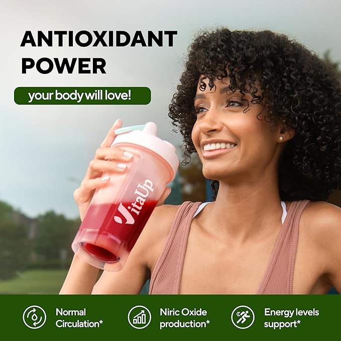 VitaUp Beet Root Powder 8 in 1 – USA Made Beets Powder Supplements with Grape Seed, Hawthorn, Coq10 – with Organic Beetroot for Energy & Circulation Support – Non-GMO, 30 Serving