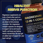 Puravita Magnesium Complex 700mg 12 in 1 Magnesium Supplement with Glycinate, Citrate, Malate & More | Easy Absorption, Energy Support, Vegan & Non-GMO | 120 Capsules (1pc)