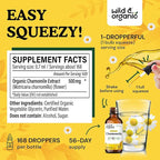 Wild & Organic Chamomile Flowers Drops - Add to Tea for Relaxation Support - 500 mg Chamomile Extract Liquid Drops - Calming Herbal Supplement - 56-Day Supply - Vegan, Sugar & Alcohol-Free - 4 fl oz
