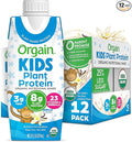 Orgain Organic Kids Nutritional Vegan Protein Shake, Vanilla - Healthy Kids Snacks, 8g Plant Protein, 3g Fiber, 23 Vitamins & Minerals, No Dairy & Soy, Non-GMO, 8 Fl Oz (12 Pack) Package May Vary
