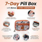 Made Easy Kit Pill Case - Weekly Medicine Organizer with Removable Seven-Day Vitamin & Supplement Box (Light Brown Woods)