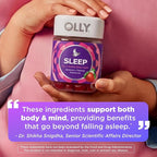 OLLY Sleep Gummy, 3 mg Melatonin, L-Theanine, Chamomile, Lemon Balm, Sleep Aid, Strawberry, 60 Count