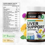 BIO KRAUTER® 9-in-1 Liver Detox with Vitamin C, Milk Thistle, Turmeric, Dandelion Root, Beet Root, Chanca Piedra for Liver Support - Vegan Liver Supplement, 60 Gummies, 30 Days of Supply - Non-GMO