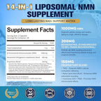 Totaria 2 Packs Liposomal NMN Supplement 1000mg, 14-in-1 NMN Resveratrol Complex with CoQ10, TMG, Quercetin, ALA, PQQ, Support NAD Levels, Cellular Energy & Healthy Aging, cGMP, Filler Free