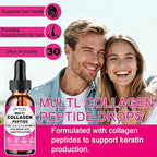 Multi Collagen Peptides Liquid Drops for Women & Men, Hydrolyzed Collagen Peptides Type (I, II, III, V, X)Proteins Complex W. Hyaluronic Acid, Biotin & Vitamin C, Support Hair Skin Joint & Gut Health