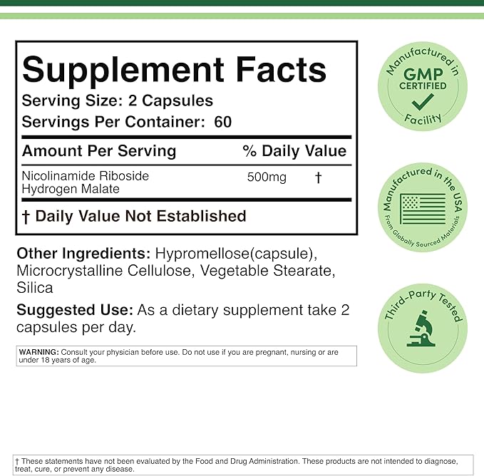 Nicotinamide Riboside - NAD Supplement to Boost Levels of NAD+ by Double Wood (Pack of 2)