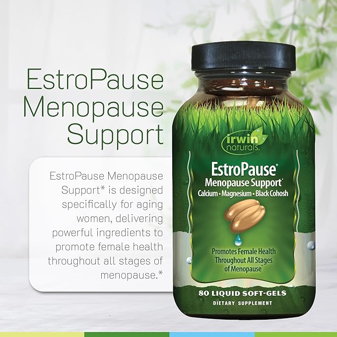 Irwin Naturals EstroPause Menopause & Women’s Health Support – 80 Liquid Soft-Gels – Gentle Hormonal Balance Formula