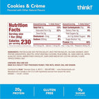 think! Protein Bars, High Protein Snacks, Gluten Free, Kosher Friendly, Cookies and Crème, Nutrition Bars, 2.1 Oz per Bar, 10 Count (Packaging May Vary)