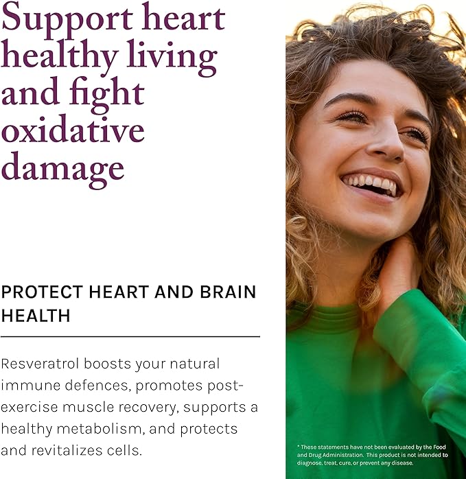 Reserveage Beauty Resveratrol 250 mg - Best Trans-Resveratrol - Vegan Antioxidant Supplement for Cellular & Heart Health - Aids Healthy Aging & Immune Health - 120 Capsules
