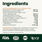 VetriScience Ultimate Strength Healthy Hip & Joint Powder, GlycoFlex Glucosamine, Chondroitin and Green Lipped Mussels Joint Supplement for Cats, Cheese & Chicken, 60 Scoops