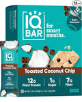 IQBAR Clean Plant Protein Bars - Toasted Coconut Chip - 12 Count - Keto, Vegan, High Fiber, Gluten and Dairy Free, Low Sugar Snack - Brain and Body Nutrients for Focus, Energy, Meal Replacement