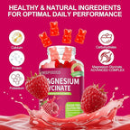 Magnesium Glycinate Gummies 1000mg - Sugar-Free Magnesium Potassium Supplement with Vitamin D, B6, CoQ10 for Adults & Kids,High Absorption for Calm Mood & Sleep Support - 60 Raspberry Gummies