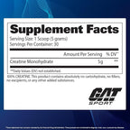 GAT SPORT Creatine Monohydrate Powder, 150 Grams, Strength, Brain Health, GLP1 Support Anti-oxidant, Endurance, for Men & Women, 1 Month Supply, Unflavored (30 Servings)