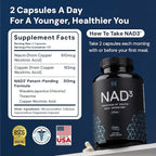 HPN NAD3 Clinical NAD+ Booster, Cellular Health & Natural Energy - NAD Supplement for Healthy Aging, Metabolic Support, NRF2 & Longevity, Nicotinamide Riboside & NMN Alternative, 240ct, 120-Day Supply