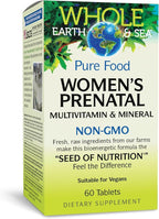 Natural Factors Whole Earth & Sea Women's Prenatal - Daily Prenatal Supplement for Healthy Pregnancy Support - Essential Prenatal with Calcium, Iron, Vitamin, B12 & More - 60 Tablets (30 Servings)
