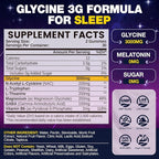 Glycine Gummies for Sleep, Glycine 3g Supplements with NAC, Magnesium Glycinate, L-Theanine, GABA, L Tryptophan, B6 for Relax, Nerve & Brain, Melatonin Free, Sugar Free, Vegan, Blueberry Flavor, 60 Ct