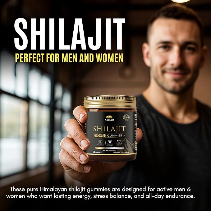 SAHAK Shilajit Gummies, Himalayan Strength & Energy Support for Men & Women with KSM-66 Ashwagandha, Manuka Honey MGO & 85+ Minerals – Lab Tested, Sugar-Free, Vitality & Focus Formula, 60ct