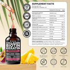 Liquid Biotin and Collagen Peptide Complex with Keratin, Hyaluronic Acid, MCT Oil, Zinc, Vitamins B6, B7, B12, A, C, D3, E - Hair, Skin, and Stronger Nails Supplement for Women and Men