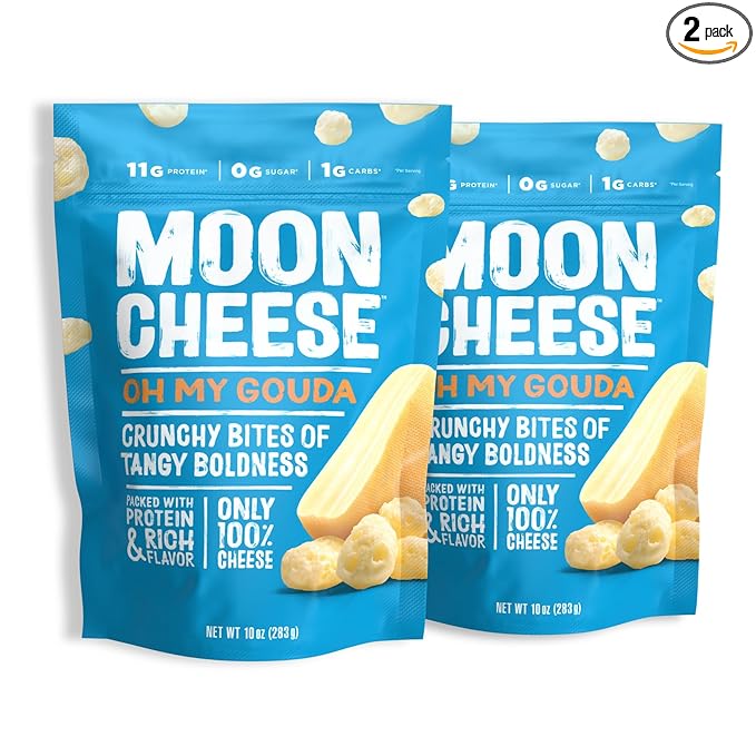 Moon Cheese Oh My Gouda Cheese Bites, 10 Ounce, 2-Pack, Crunchy, Packed With Protein & Calcium, Keto, Gluten Free
