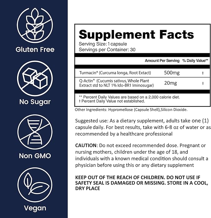 Joint Complex Turmeric Supplement, Turmacin® Turmeric Root Extract 500mg & Q-Actin® Cucumber Enzyme 20mg, Herbal Support for Daily Joint Health, Suitable for Sensitive Users, 90 Capsules-3 Packs