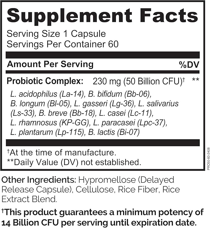 NATURELO Probiotics for Digestive Health - 50 Billion CFU, 11 Strains, Daily Use Supplement - Boosts Immune System, Delayed Release, No-Fridge, 60 Vegetarian Capsules (Pack of 2)