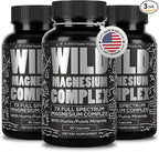 Wild Foods Magnesium Complex Supplement with 7X Forms | High Absorption, Full Spectrum, Easy Digestion | 500mg Glycinate, Bisglycinate, Malate, Orotate, Citrate, Taurate | 90 Capsule (Pack of 3)