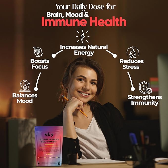 Mushroom Gummies - 10-in-1 Advanced Complex w/Lions Mane, Reishi, Cordyceps, Turkey Tail - Focus & Brain Support - Raspberry Flavored 60 Vegan Lions Mane Mushroom Gummies for Adults