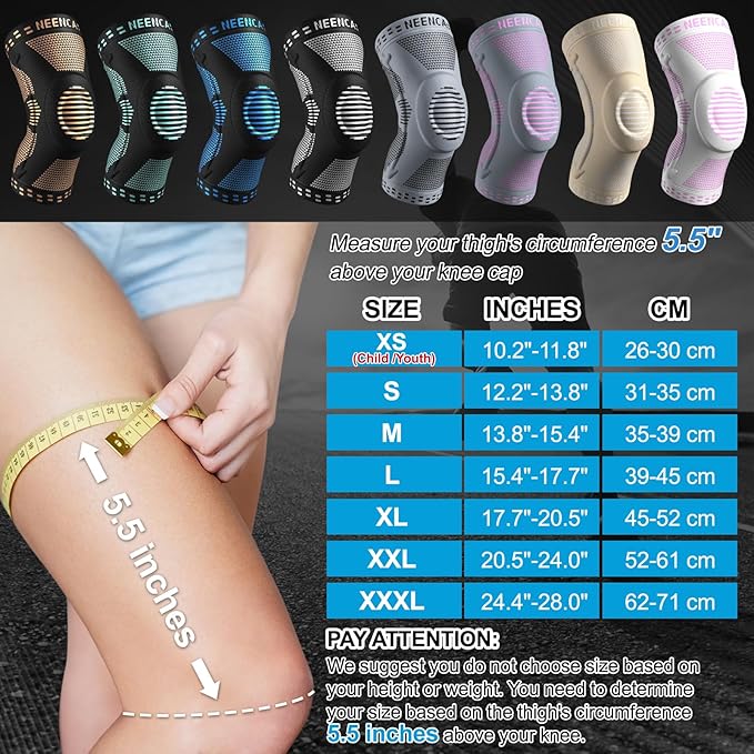 NEENCA Professional Knee Brace for Pain Relief, Medical Knee Support with Patella Pad & Side Stabilizers, Compression Knee Sleeve for Meniscus Tear, ACL, Joint Pain, Runner, Workout (Beige, XXX-Large)