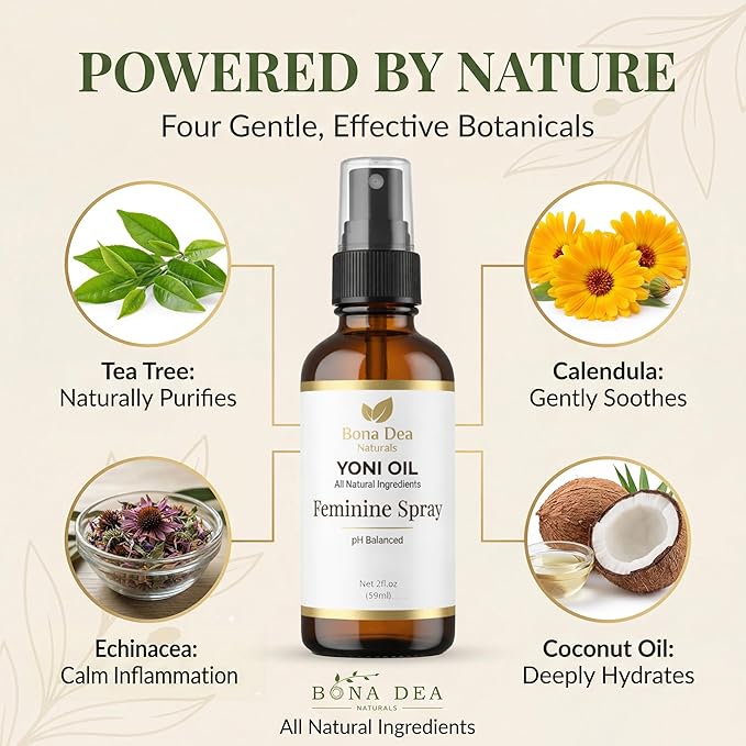 Feminine Spray for Women – All Natural Yoni Oil Deodorant & Moisturizer, Organic Essential Oils, Chemical-Free, Sensitive Vaginal Care | 2 oz Spray